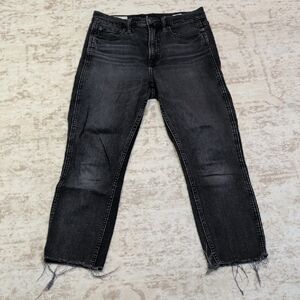 GAP Black Cropped Raw-Hem High-Rise Jeans